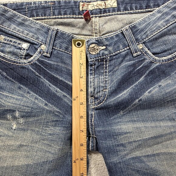 BKE Shorts Womens 28 Blue Stella Bermuda Denim Distressed Rhinestone Stretch - Picture 8 of 9